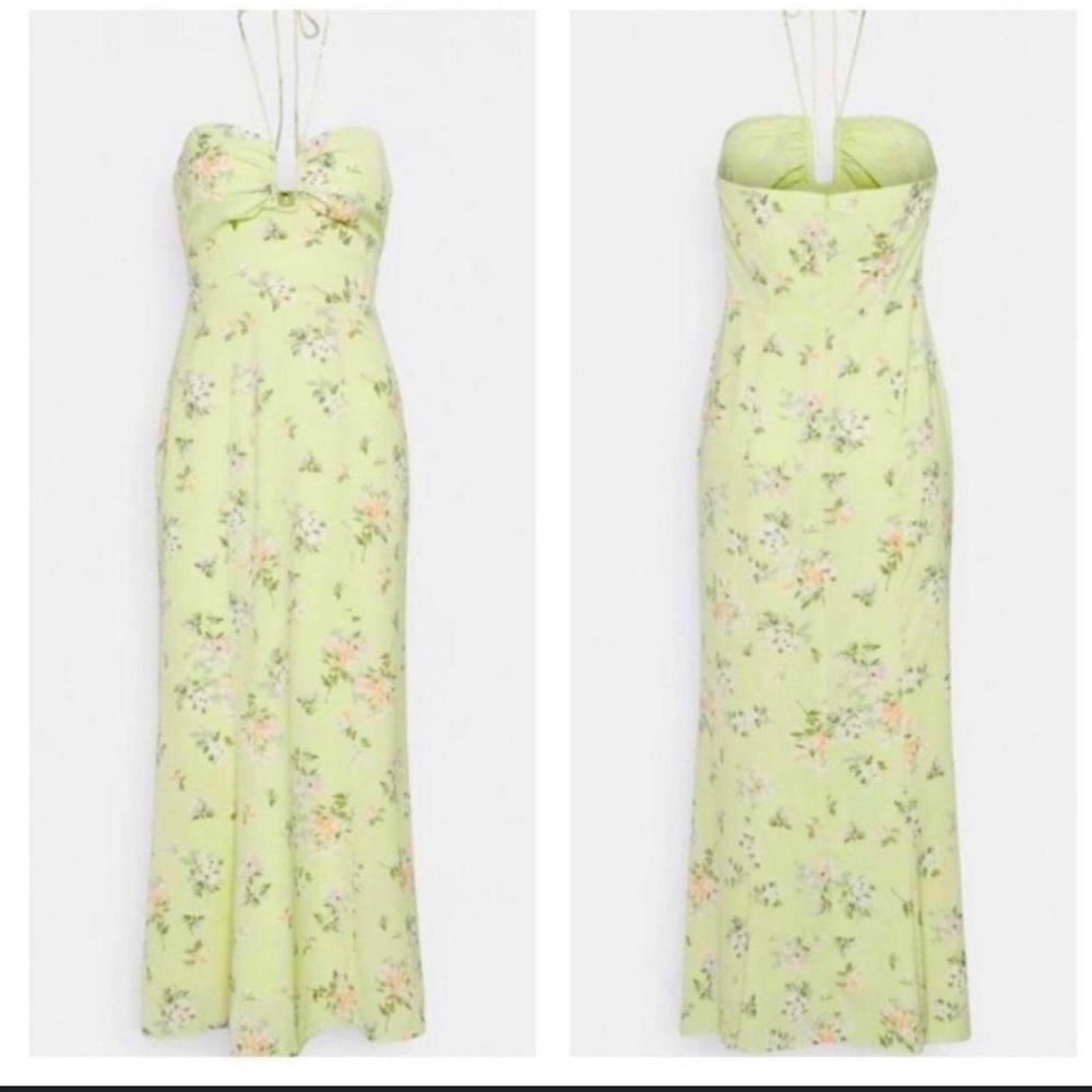 Abercrombie & Fitch Green Floral Halter Tie Neck Ultra Feminine Dress NWOT M - Picture 3 of 16